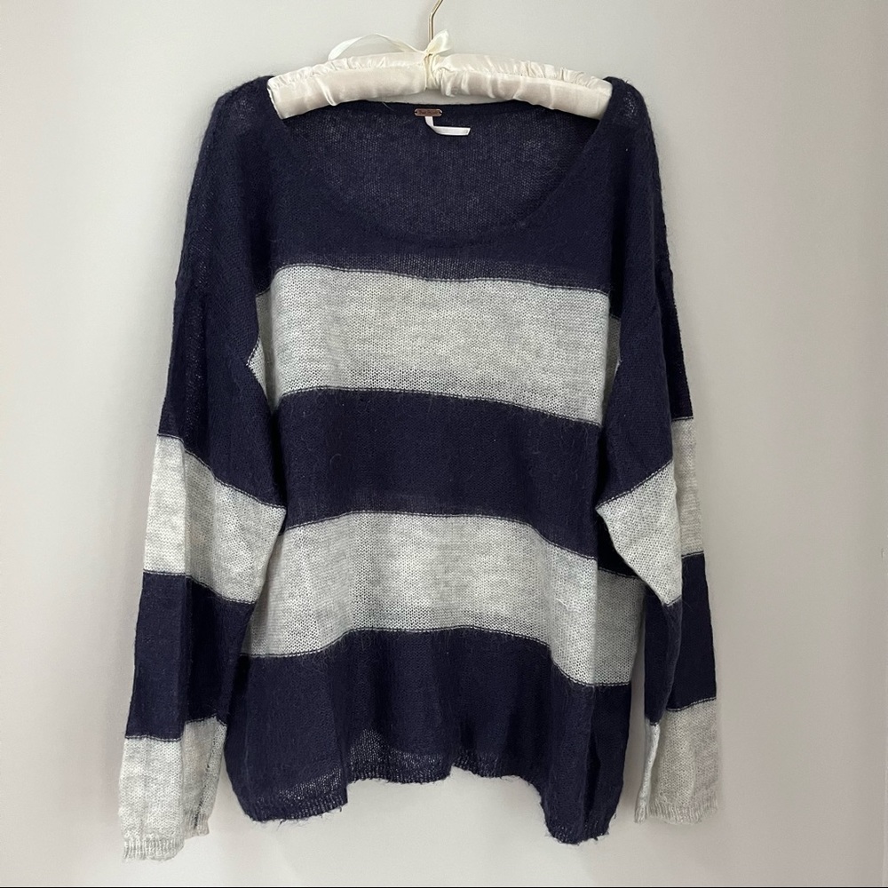 Free People mohair blue and grey striped sweater.